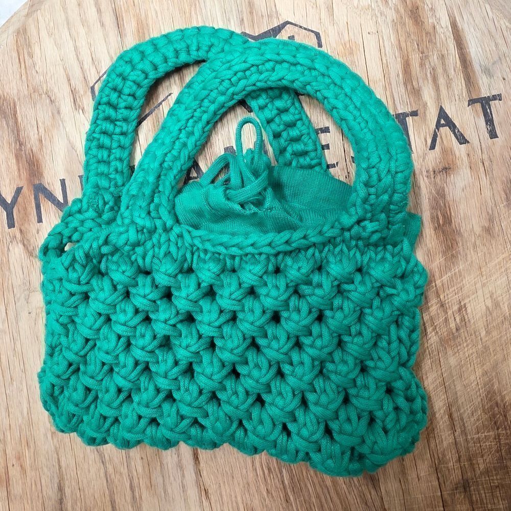 Velvet By Jenny Graham Green Crochet  Knit Mini Bag